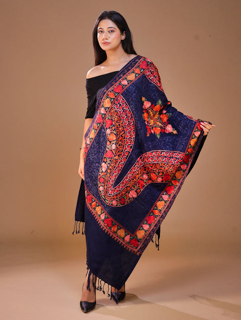Women's Aari Embroidered Wool Stole